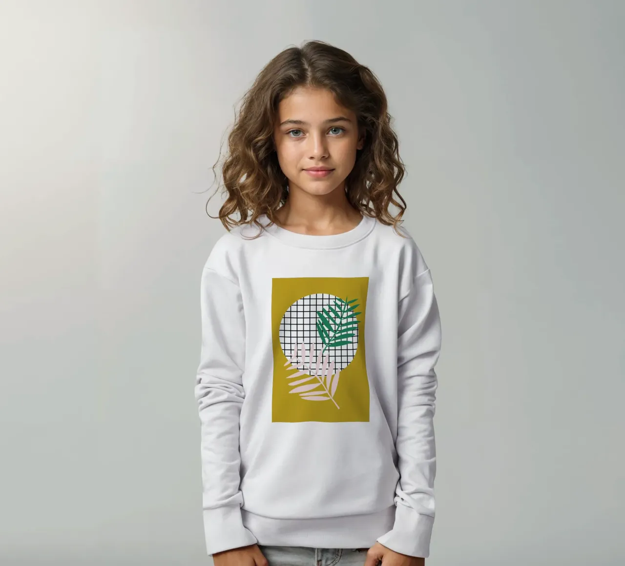 Palm Leaves in Mustard felpa bambino da Linda Gobeta