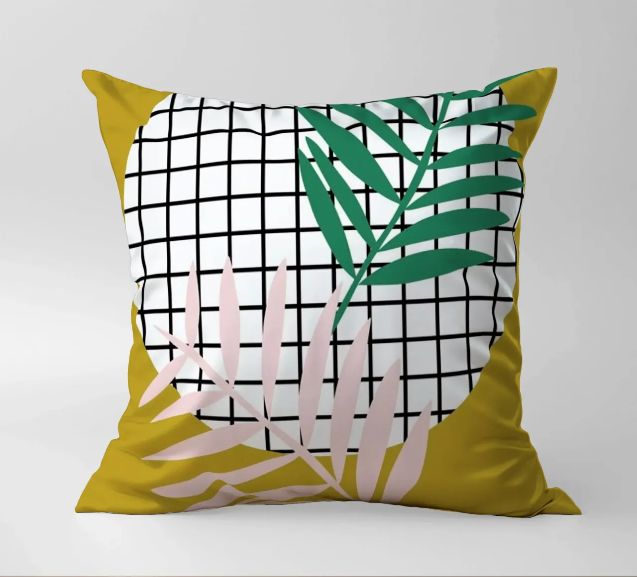 Palm Leaves in Mustard cuscino da Linda Gobeta