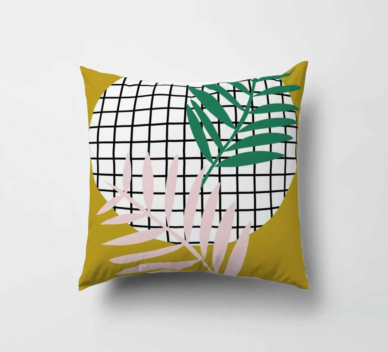 Palm Leaves in Mustard cuscino da Linda Gobeta