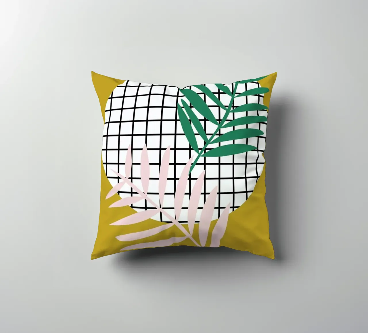 Palm Leaves in Mustard cuscino da Linda Gobeta