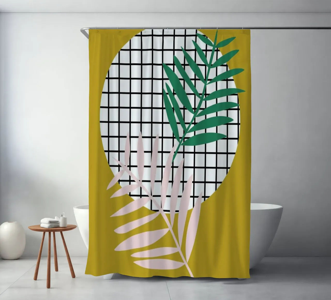 Palm Leaves in Mustard tenda da doccia da Linda Gobeta