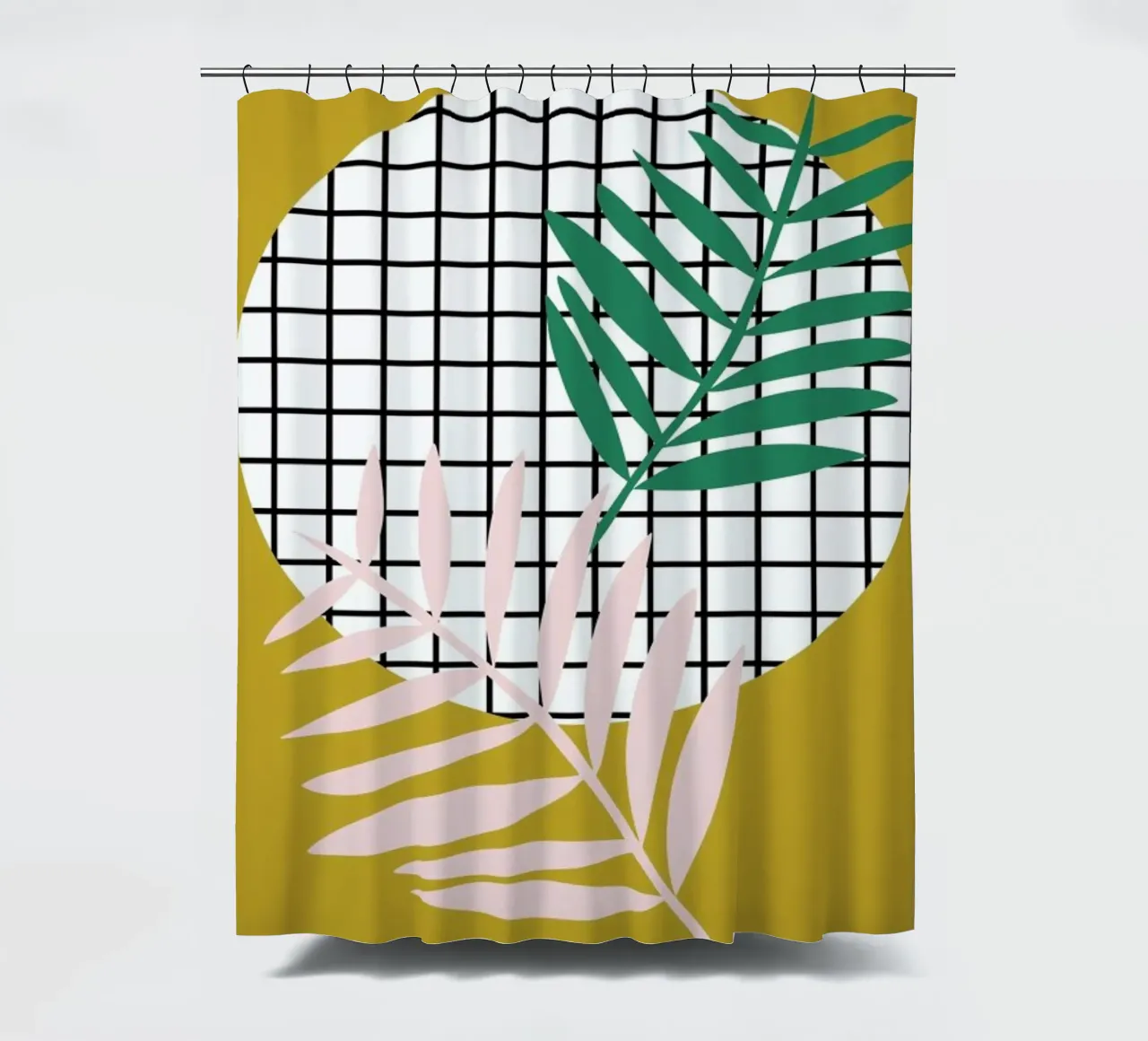 Palm Leaves in Mustard tenda da doccia da Linda Gobeta
