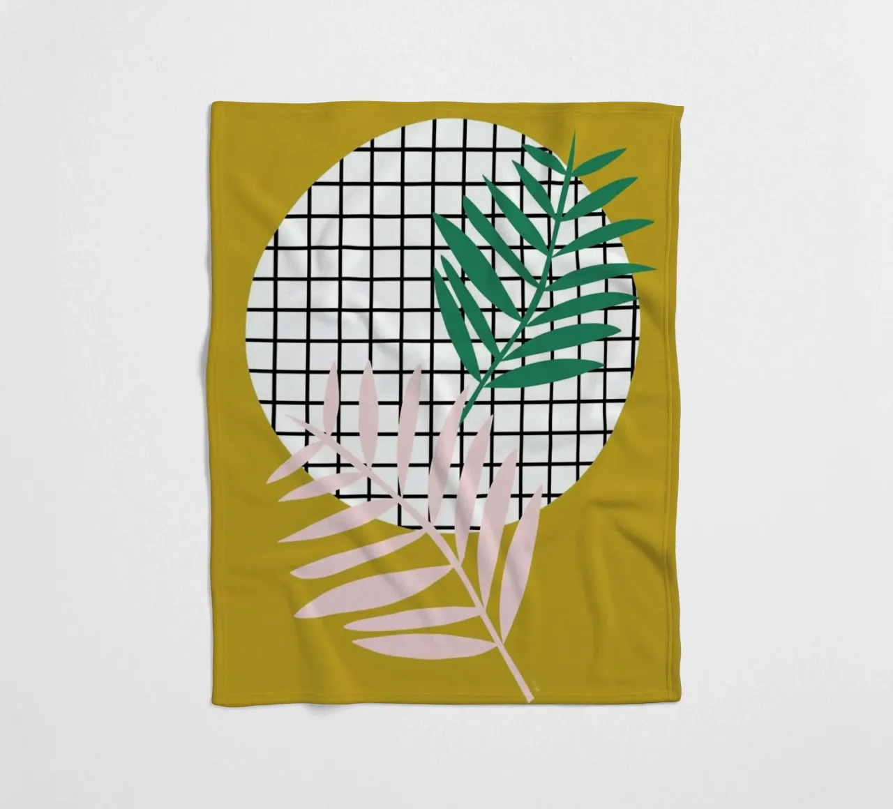Palm Leaves in Mustard coperta in pile da Linda Gobeta