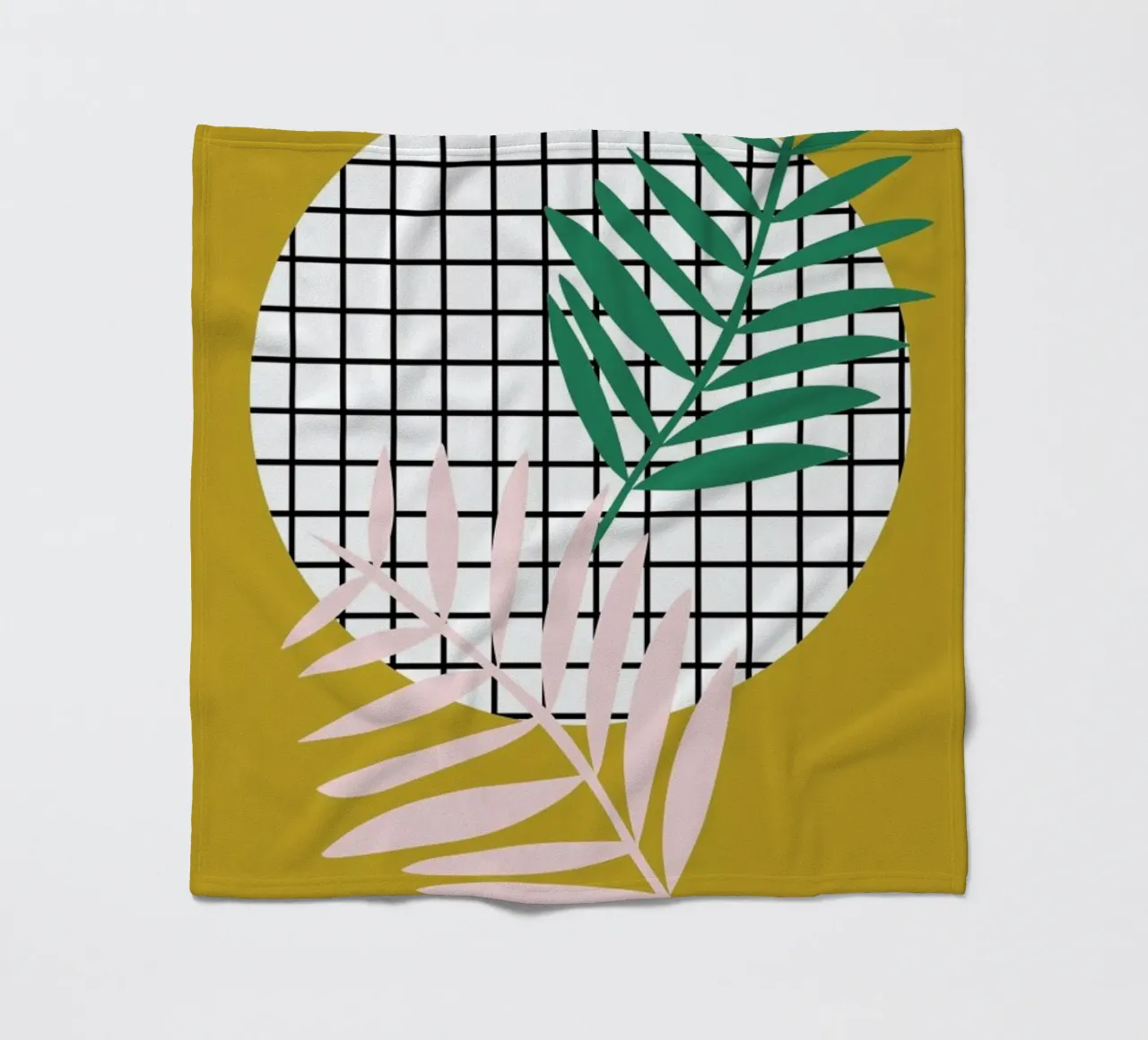 Palm Leaves in Mustard coperta in pile da Linda Gobeta