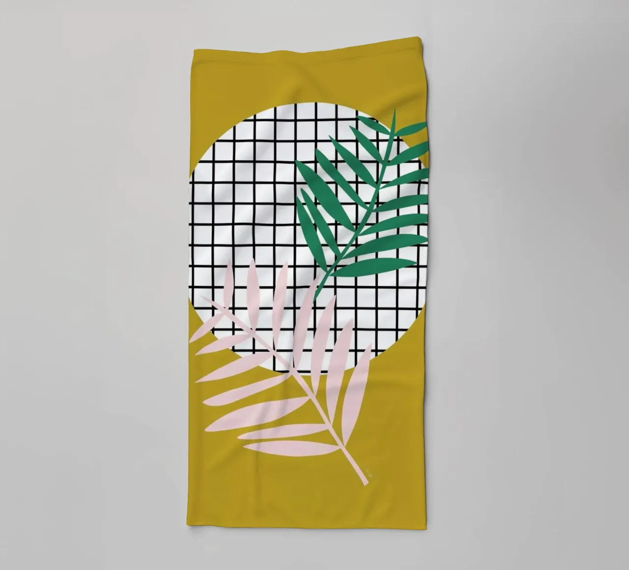 Palm Leaves in Mustard asciugamano da bagno da Linda Gobeta