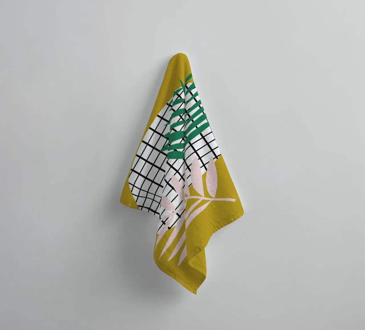 Palm Leaves in Mustard asciugamano da bagno da Linda Gobeta