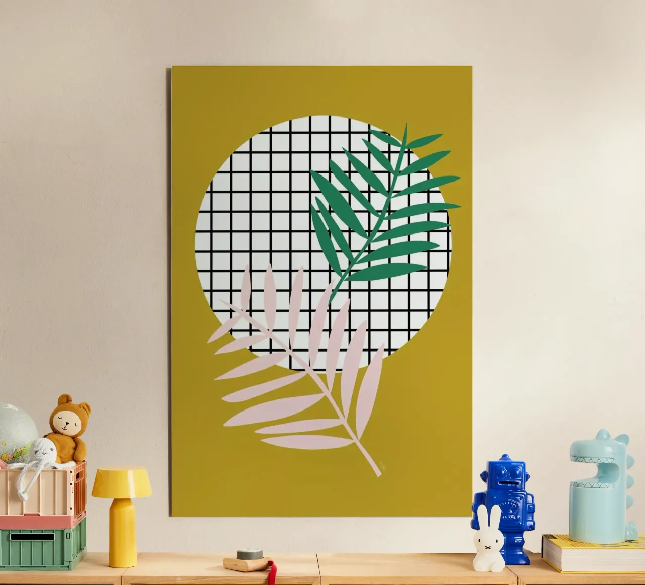 Palm Leaves in Mustard alluminio dibond da Linda Gobeta