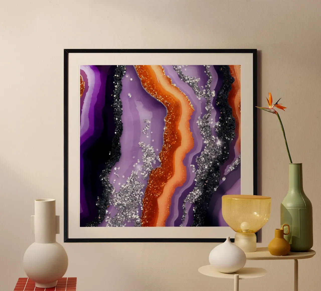 Texture glam Halloween Agata poster con telaio in legno da Gemstone Textures