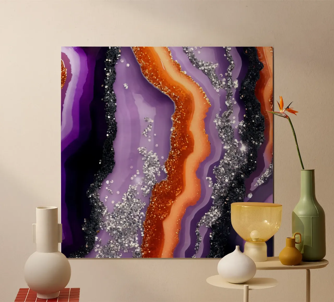 Texture glam Halloween Agata poster con telaio in legno da Gemstone Textures