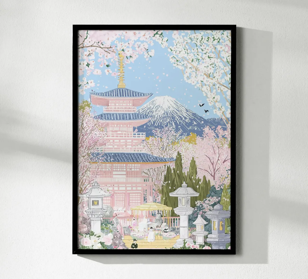Kyoto Giappone, poster di viaggio, poster dei ciliegi in fiore poster con telaio in legno da Gaia