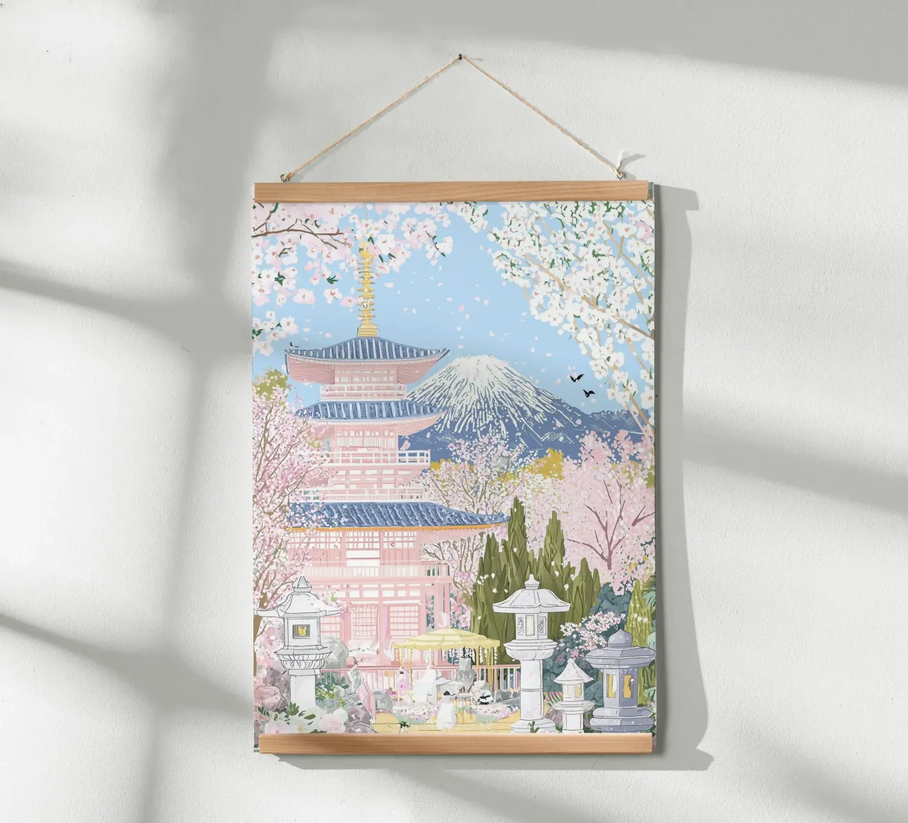 Kyoto Giappone, poster di viaggio, poster dei ciliegi in fiore poster con telaio in legno da Gaia