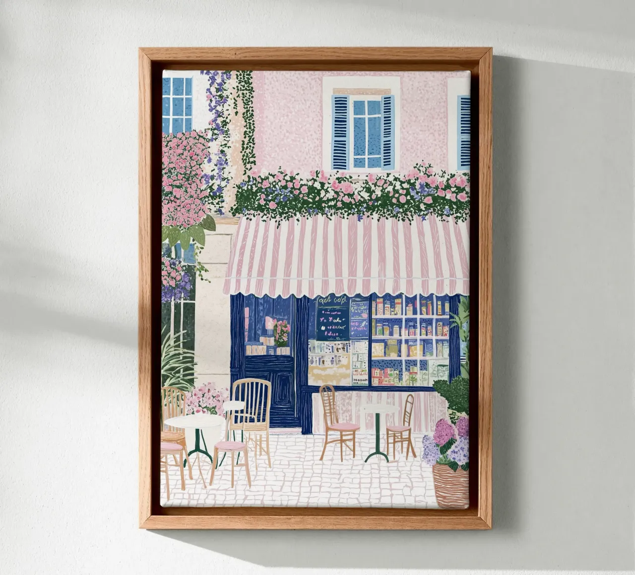 Paris Wall Art, Europe Print, Cute Pastel Illustration canvas with Floater frame by Gaia