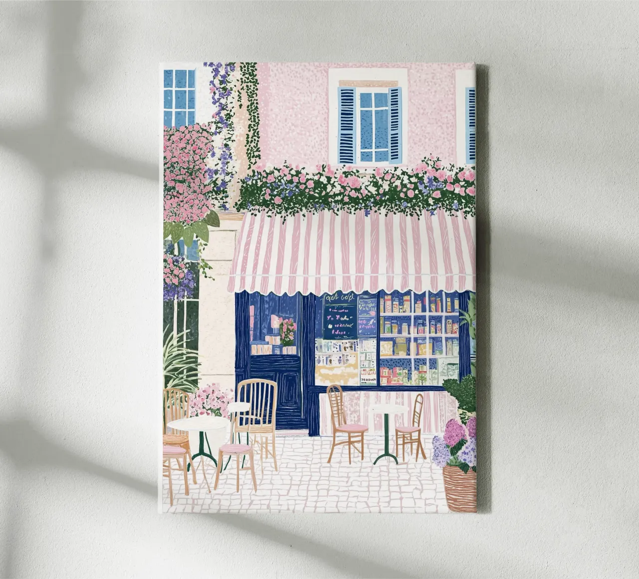 Paris Wall Art, Europe Print, Cute Pastel Illustration canvas with Floater frame by Gaia
