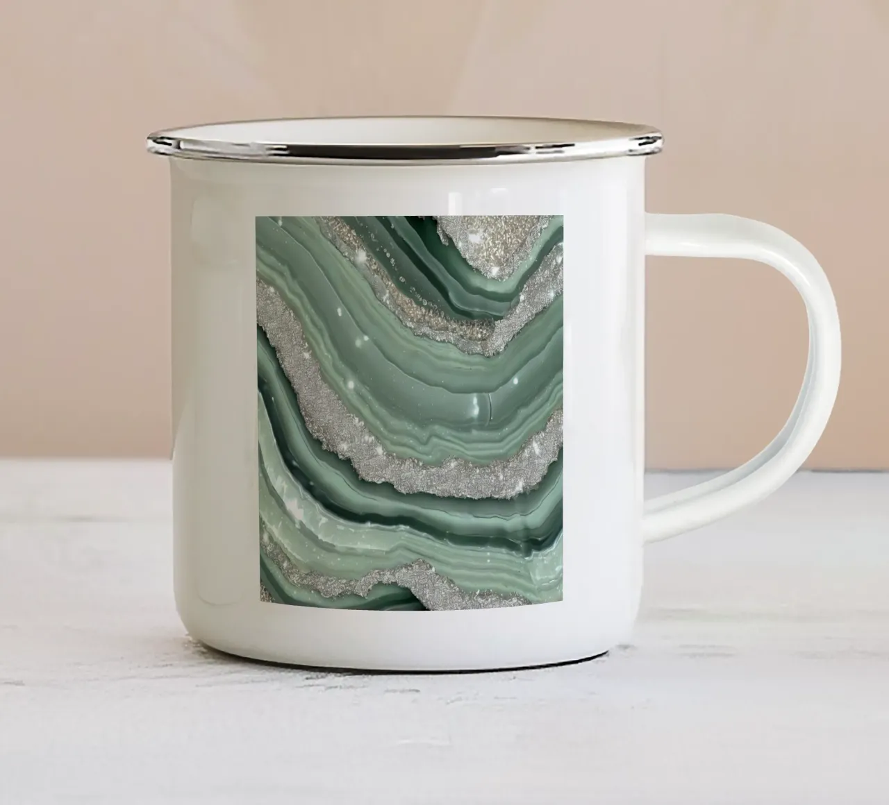 Texture agata verde salvia Glam tazza in smalto da Gemstone Textures