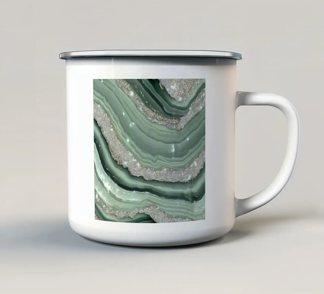 Texture agata verde salvia Glam tazza in smalto da Gemstone Textures