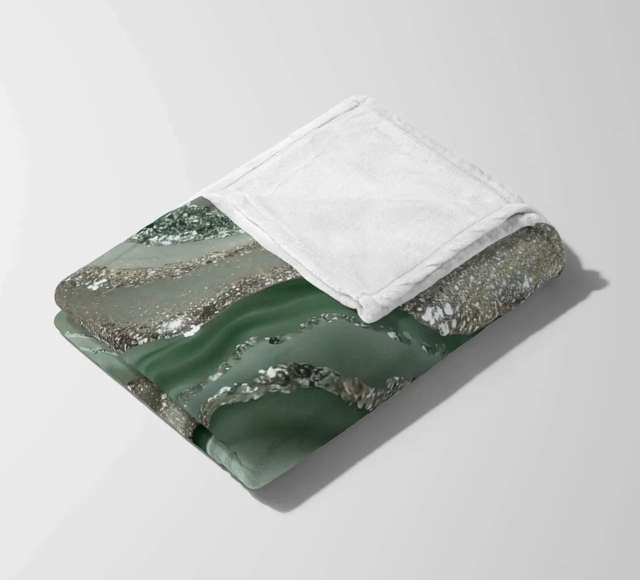 Glam Sage Green Agate Texture fleece blanket by Gemstone Textures