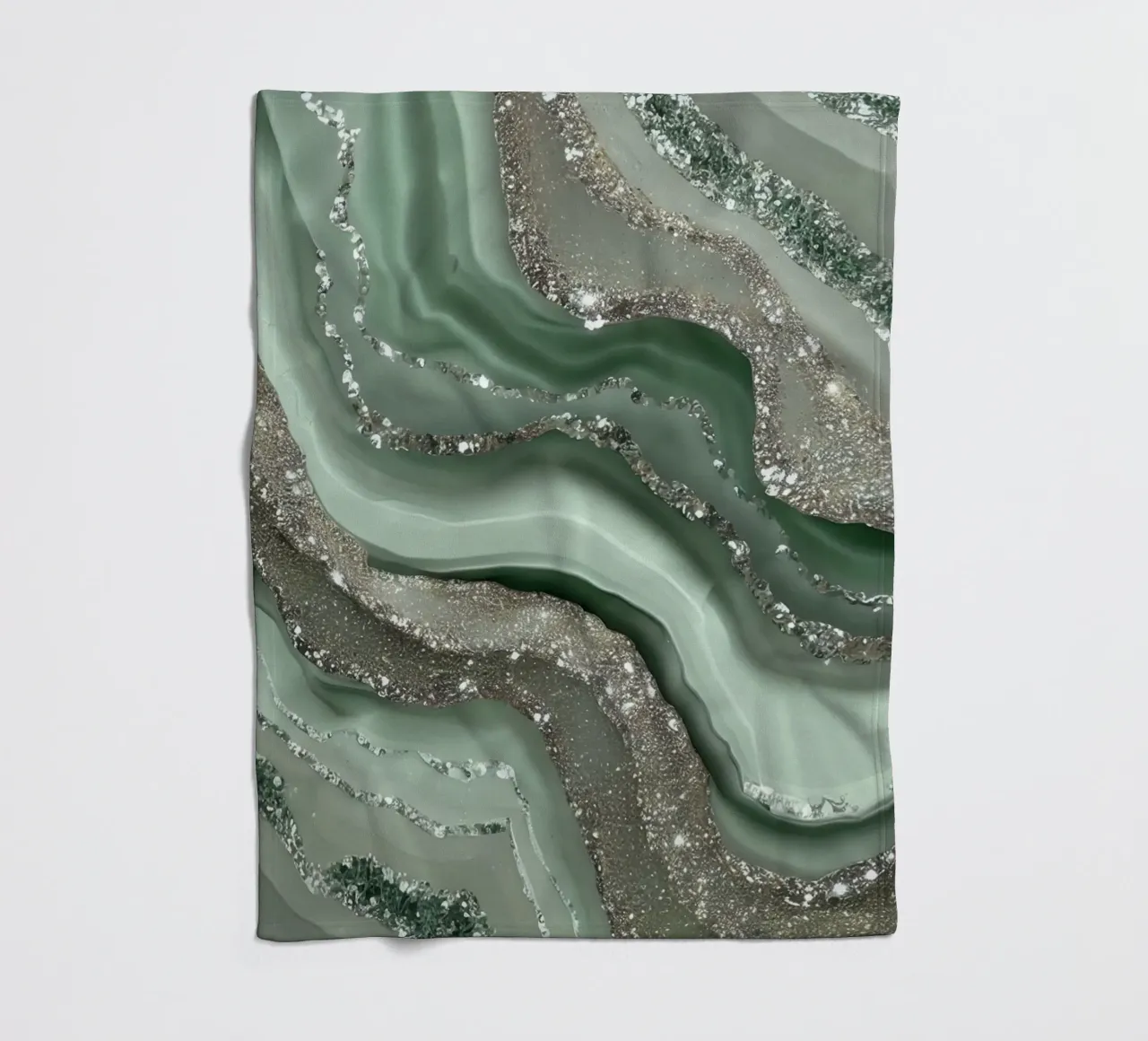 Glam Sage Green Agate Texture fleece blanket by Gemstone Textures