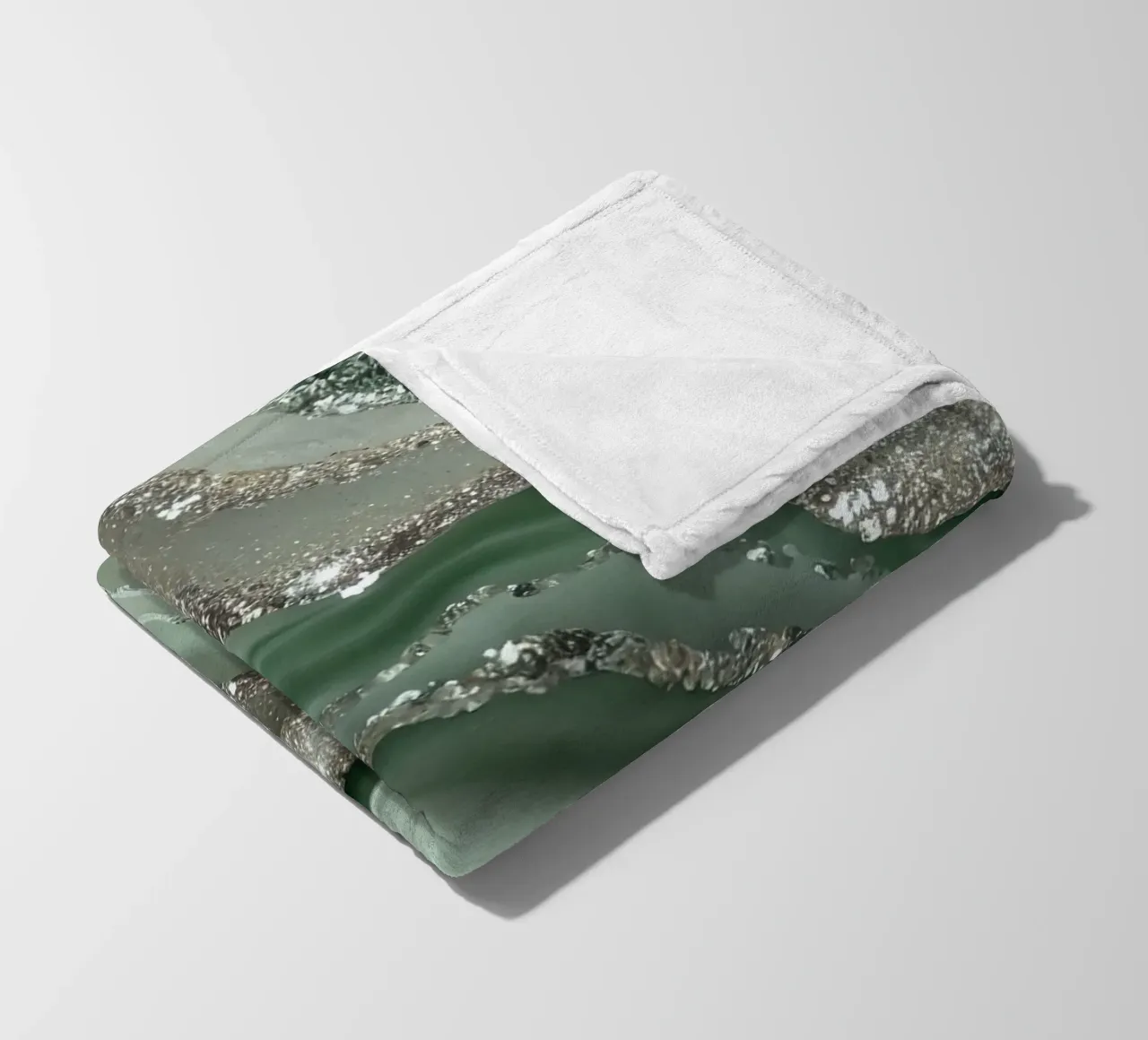 Glam Sage Green Agate Texture fleece blanket by Gemstone Textures