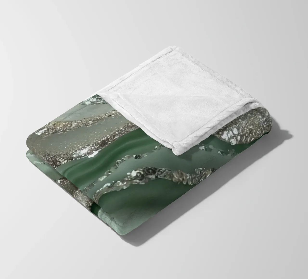 Glam Sage Green Agate Texture fleece blanket by Gemstone Textures