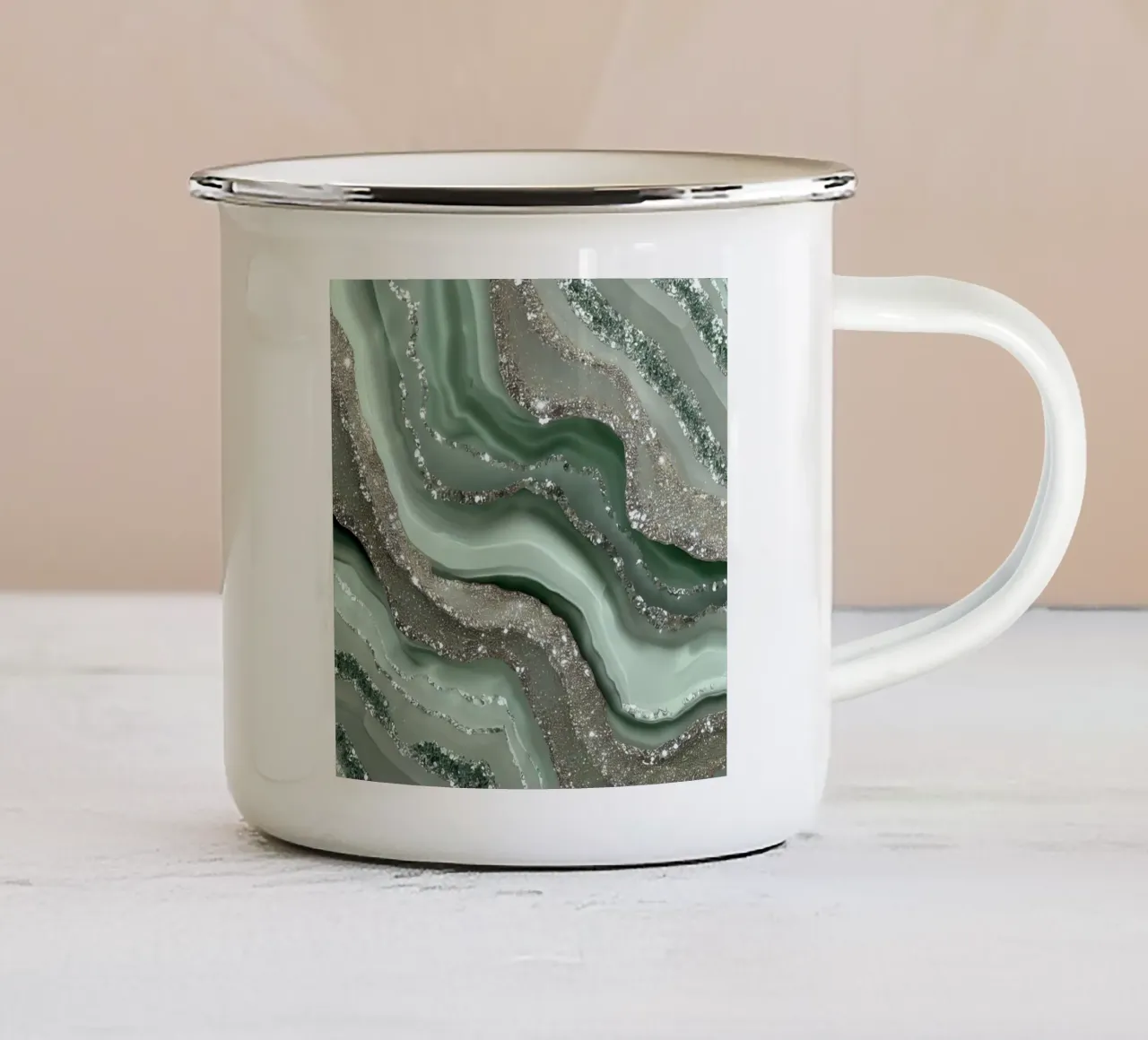 Texture agata verde salvia Glam tazza in smalto da Gemstone Textures