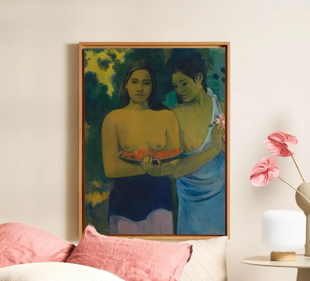 Paul Gauguin - Due donne tahitiane, 1889 tela con Cornice a cassetta da Timeless Artworks