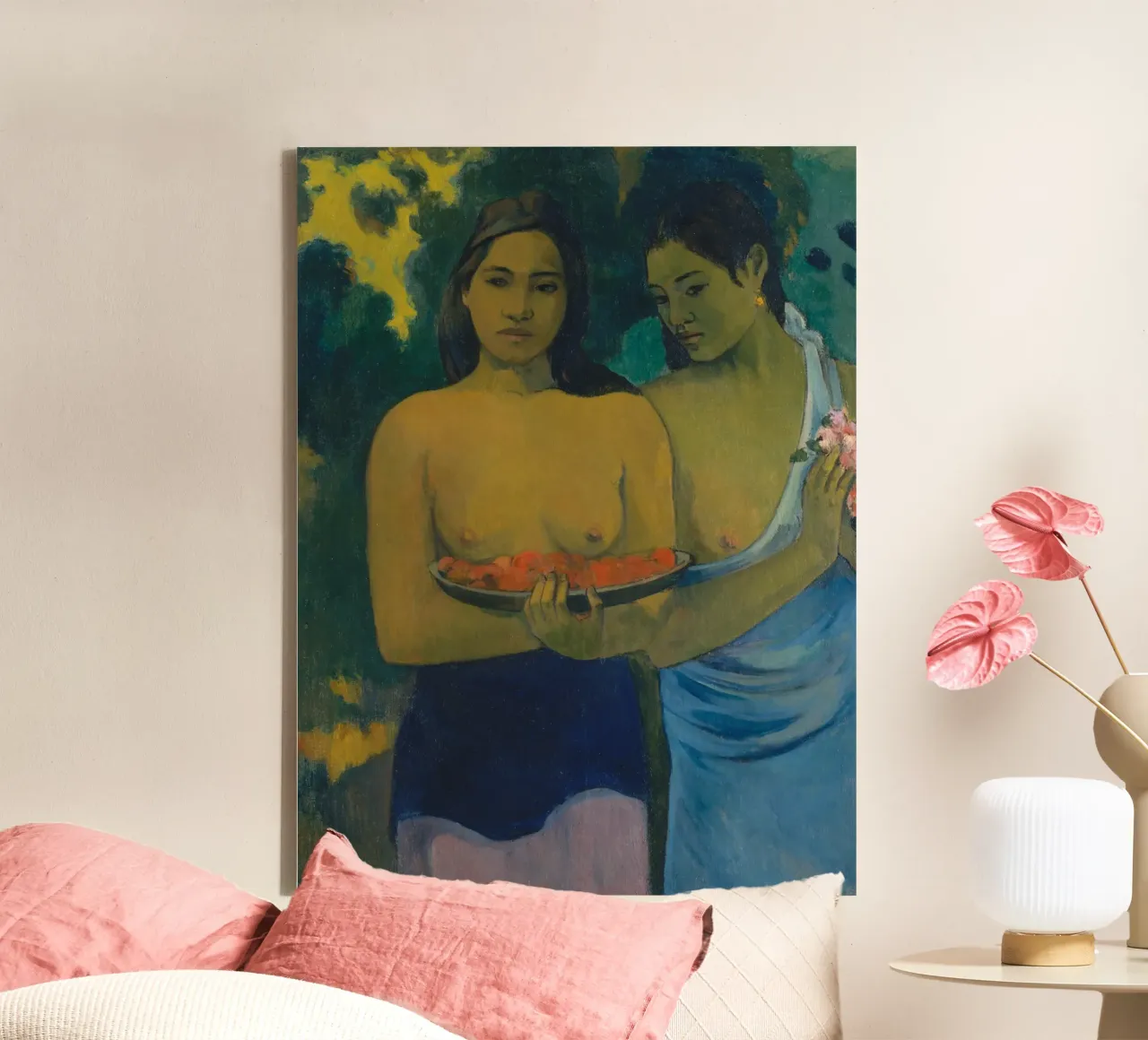 Paul Gauguin - Due donne tahitiane, 1889 tela con Cornice a cassetta da Timeless Artworks
