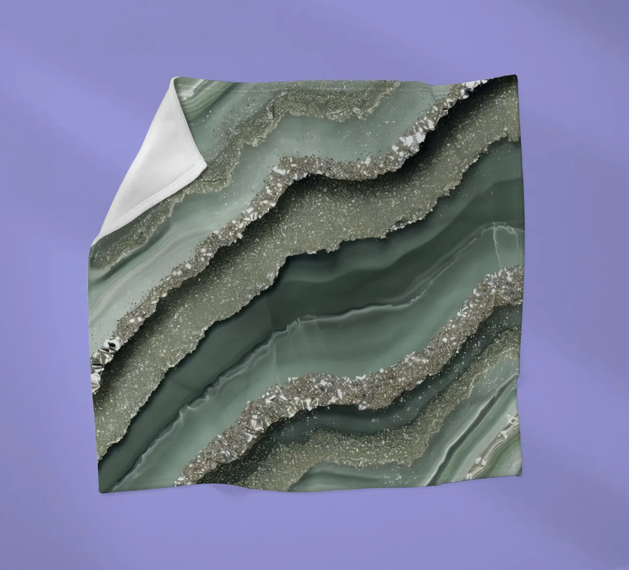 Glam Sage Green Agate Texture fleece blanket by Gemstone Textures