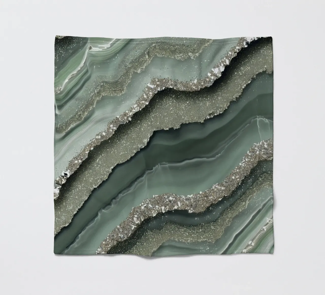 Glam Sage Green Agate Texture fleece blanket by Gemstone Textures