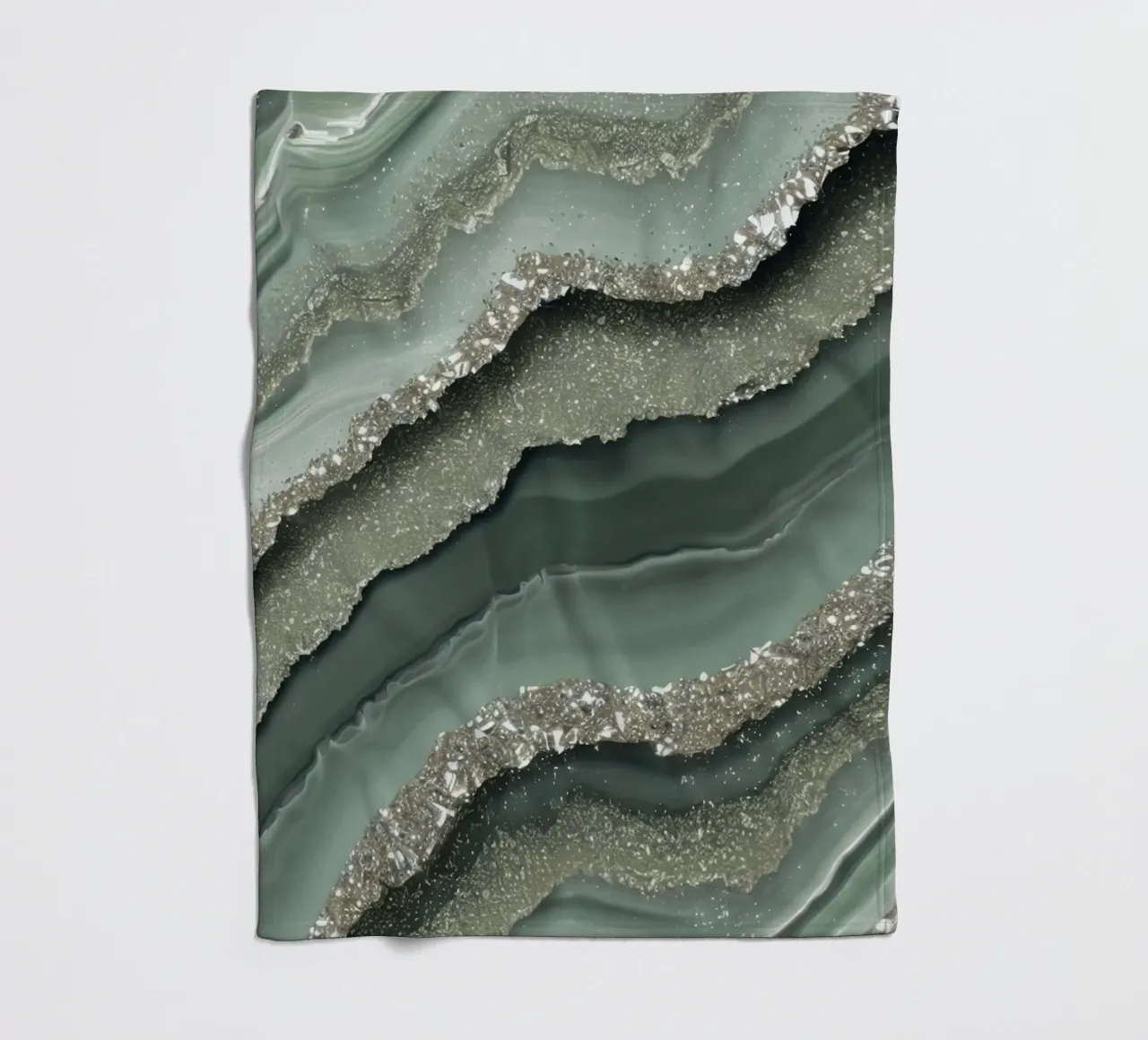 Glam Sage Green Agate Texture fleece blanket by Gemstone Textures