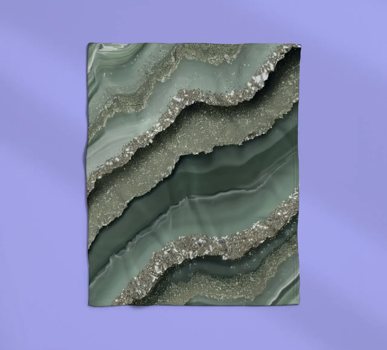 Glam Sage Green Agate Texture fleece blanket by Gemstone Textures