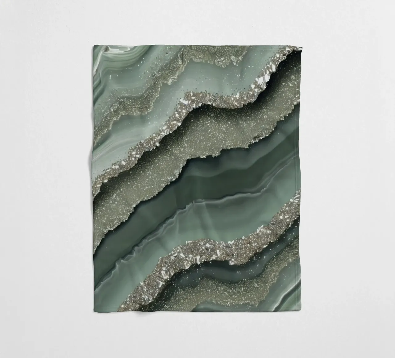 Glam Sage Green Agate Texture fleece blanket by Gemstone Textures