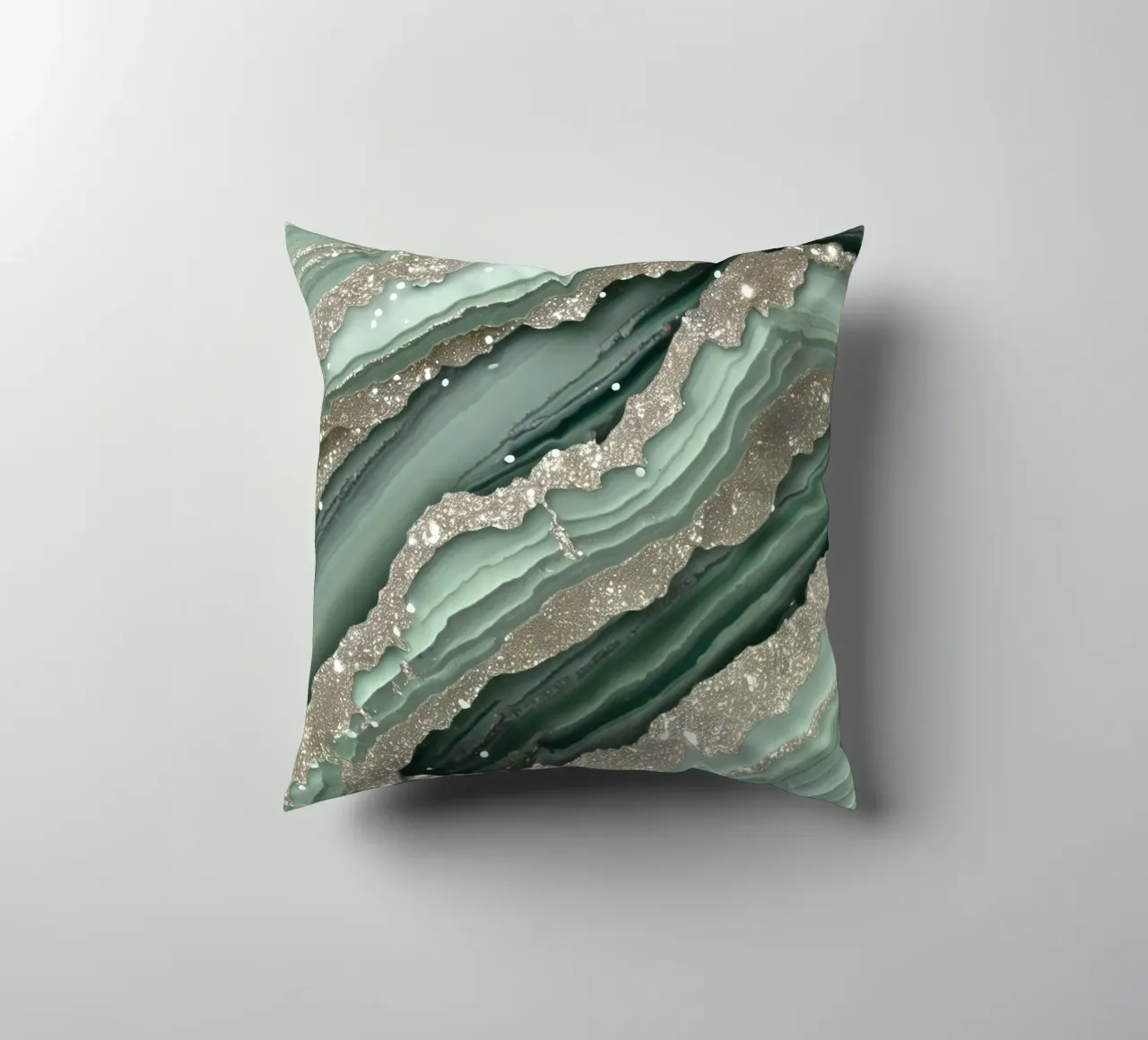 Glam Sage Green Agate Texture decorative cushion by Gemstone Textures