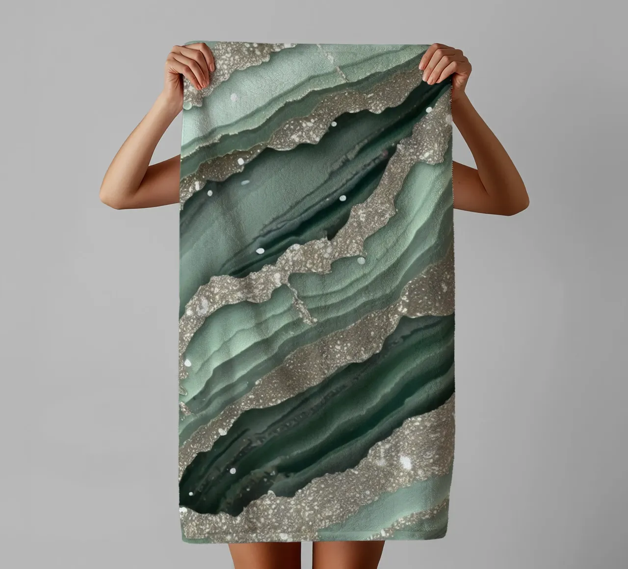 Glam Sage Vert Texture Agate serviette de bain de Gemstone Textures
