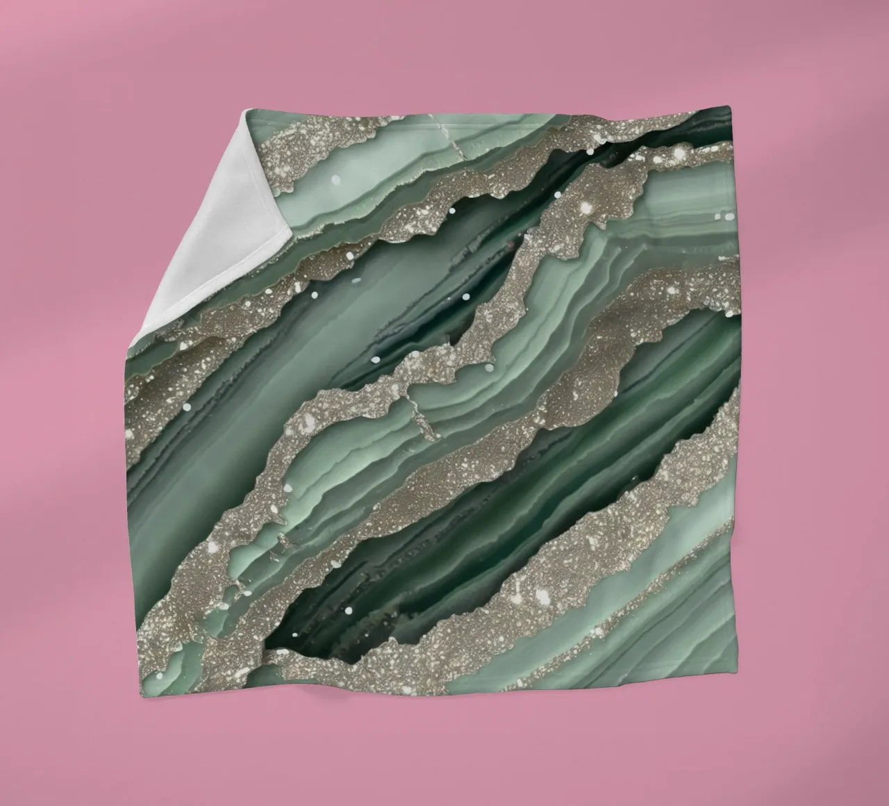 Glam Sage Green Agate Texture fleece blanket by Gemstone Textures
