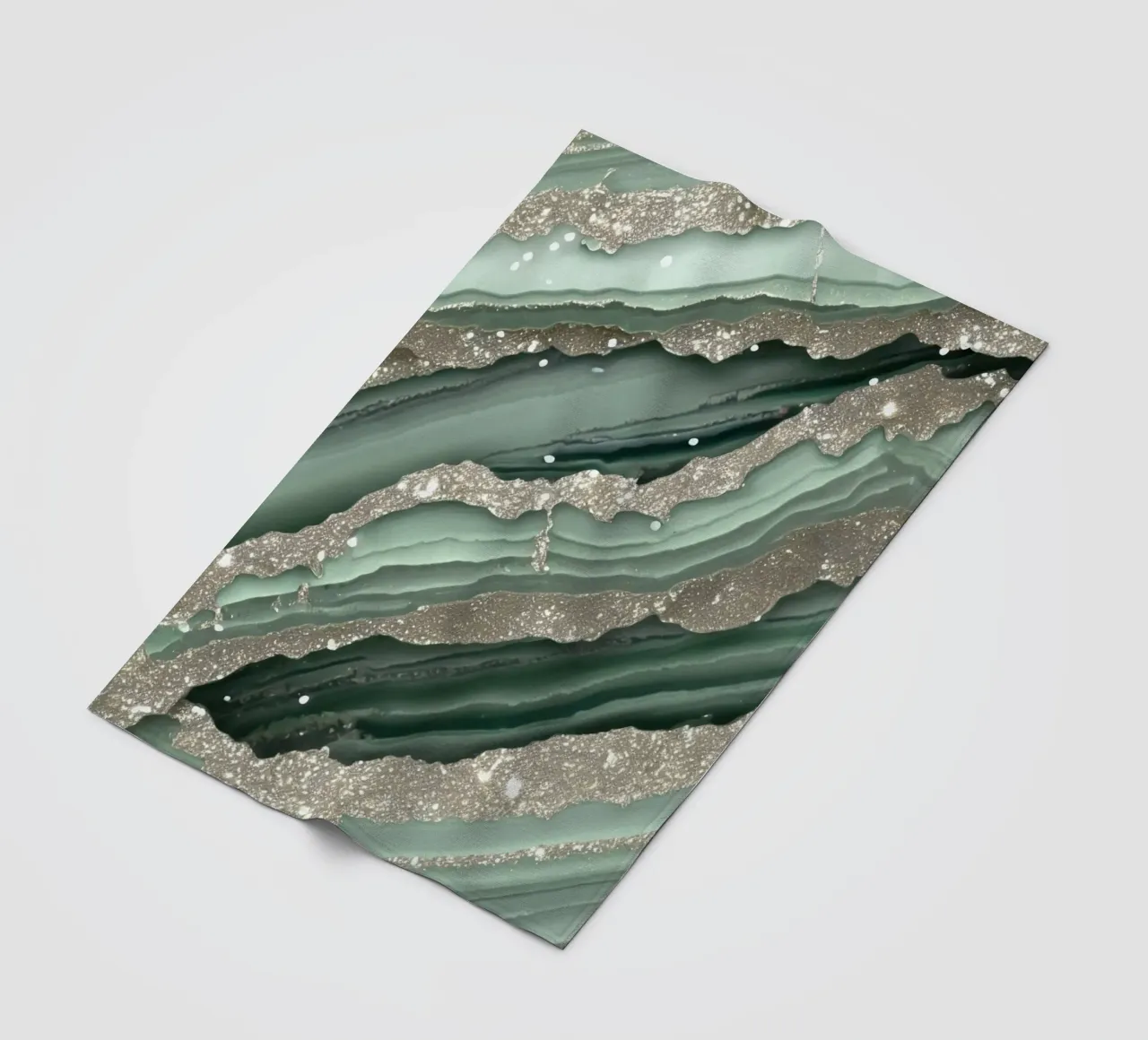 Glam Sage Green Agate Texture fleece blanket by Gemstone Textures