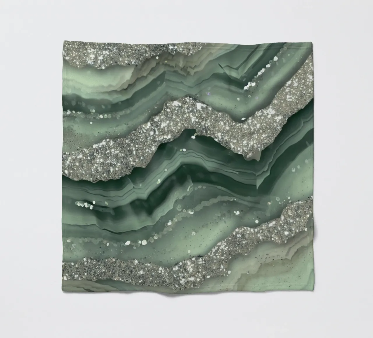 Glam Sage Green Agate Texture fleece blanket by Gemstone Textures