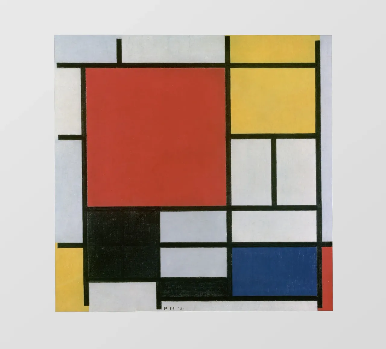 Piet Mondrian, Composizione in rosso, giallo, blu e nero pellicola backlit da William Store