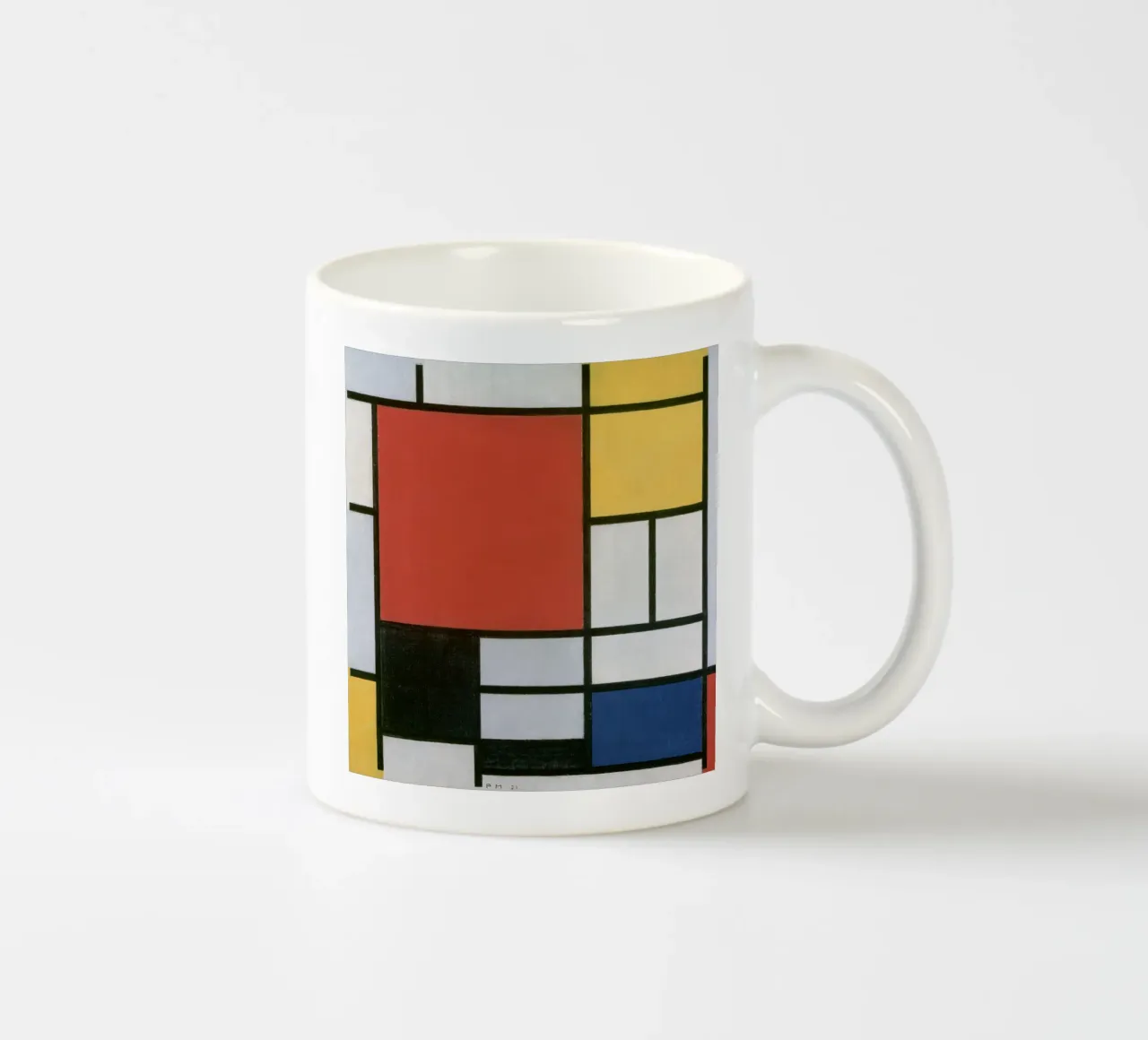 Piet Mondrian, Komposition in Rot, Gelb, Blau und Schwarz Keramik Tasse von William Store
