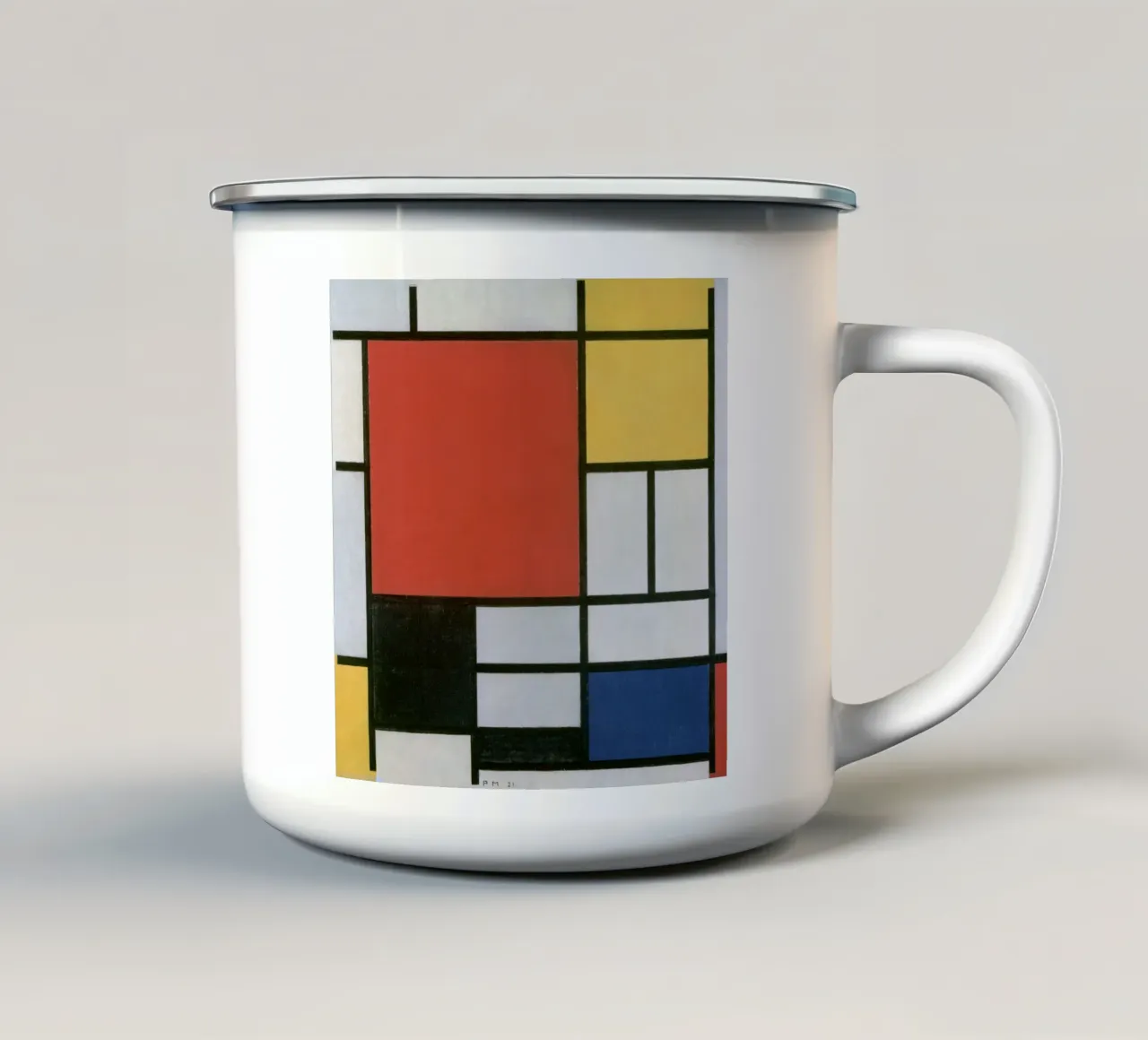 Piet Mondrian, Composizione in rosso, giallo, blu e nero tazza in smalto da William Store