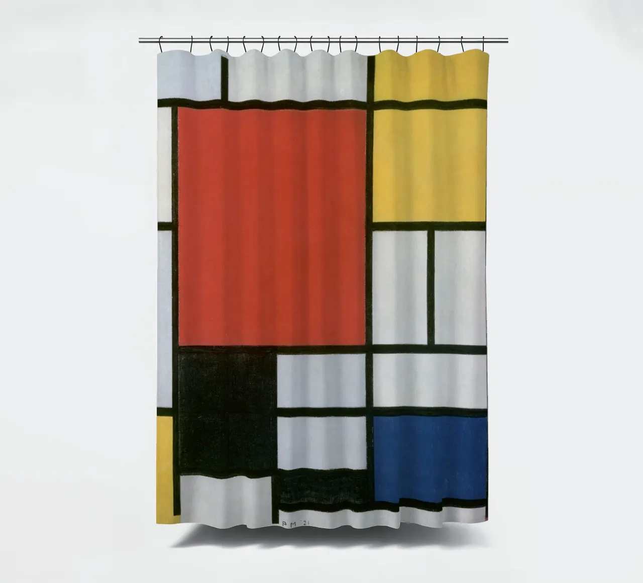 Piet Mondrian, Composizione in rosso, giallo, blu e nero tenda da doccia da William Store