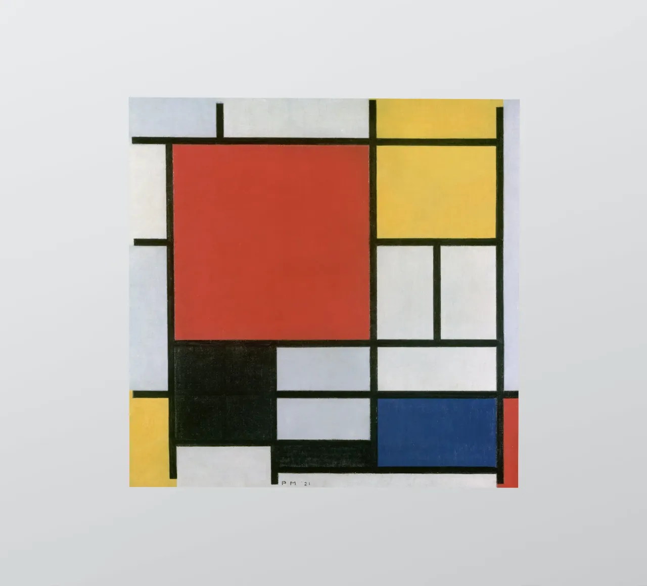 Piet Mondrian, Composition en rouge, jaune, bleu et noir autocollant de William Store