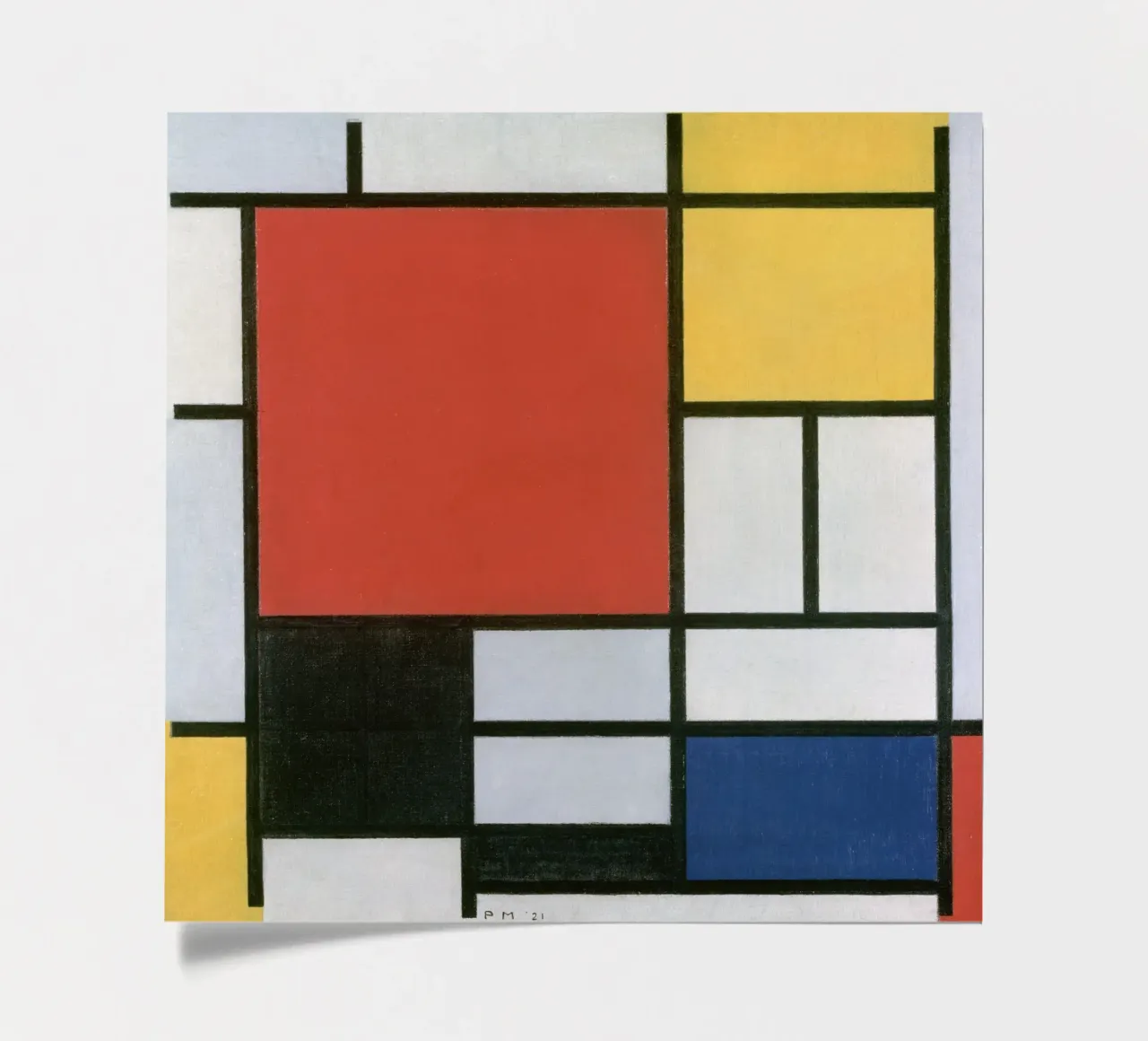 Piet Mondrian, Composition en rouge, jaune, bleu et noir planche autocollant de William Store