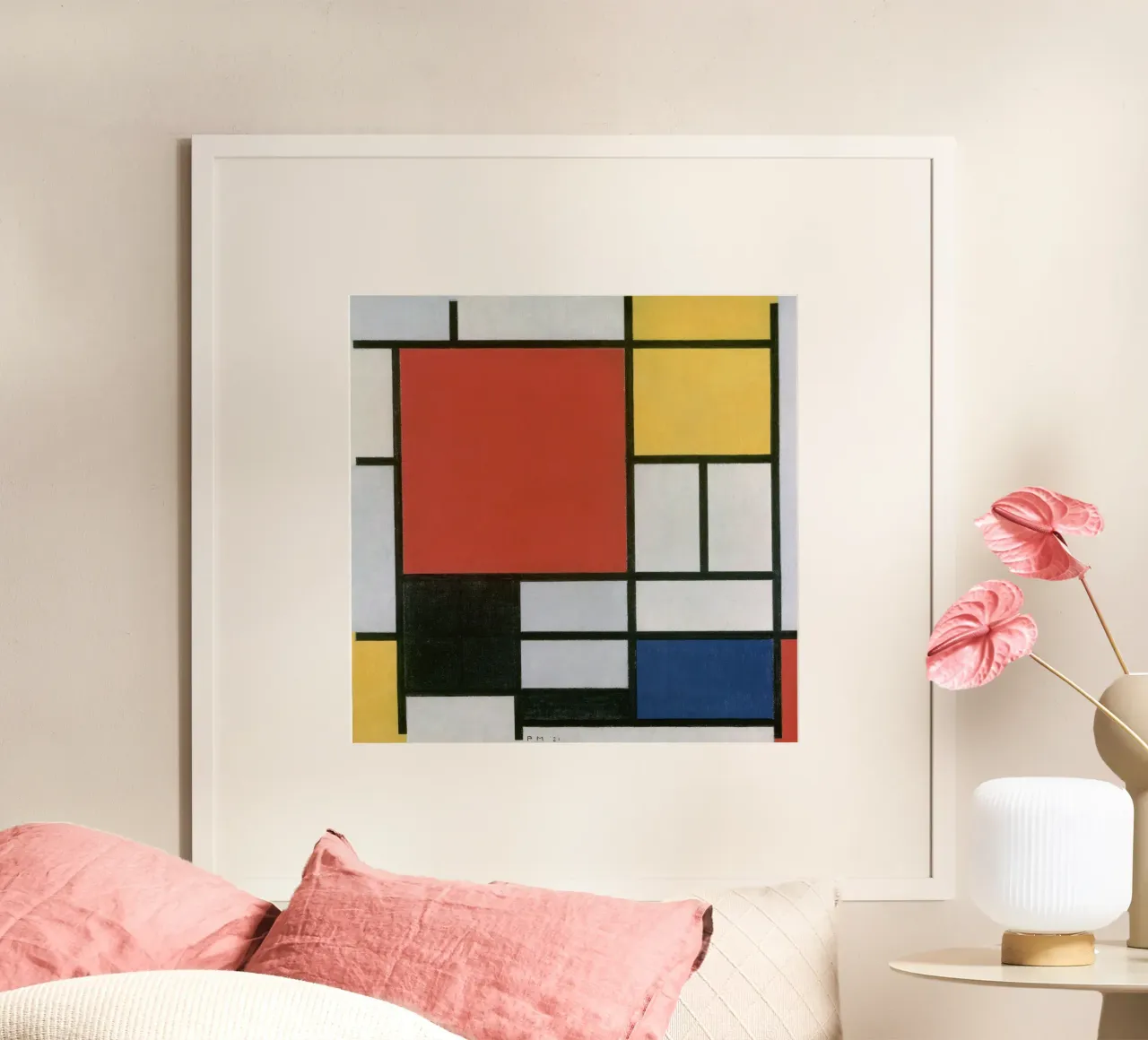 Piet Mondrian, Composition en rouge, jaune, bleu et noir poster avec cadre en aluminium de William Store