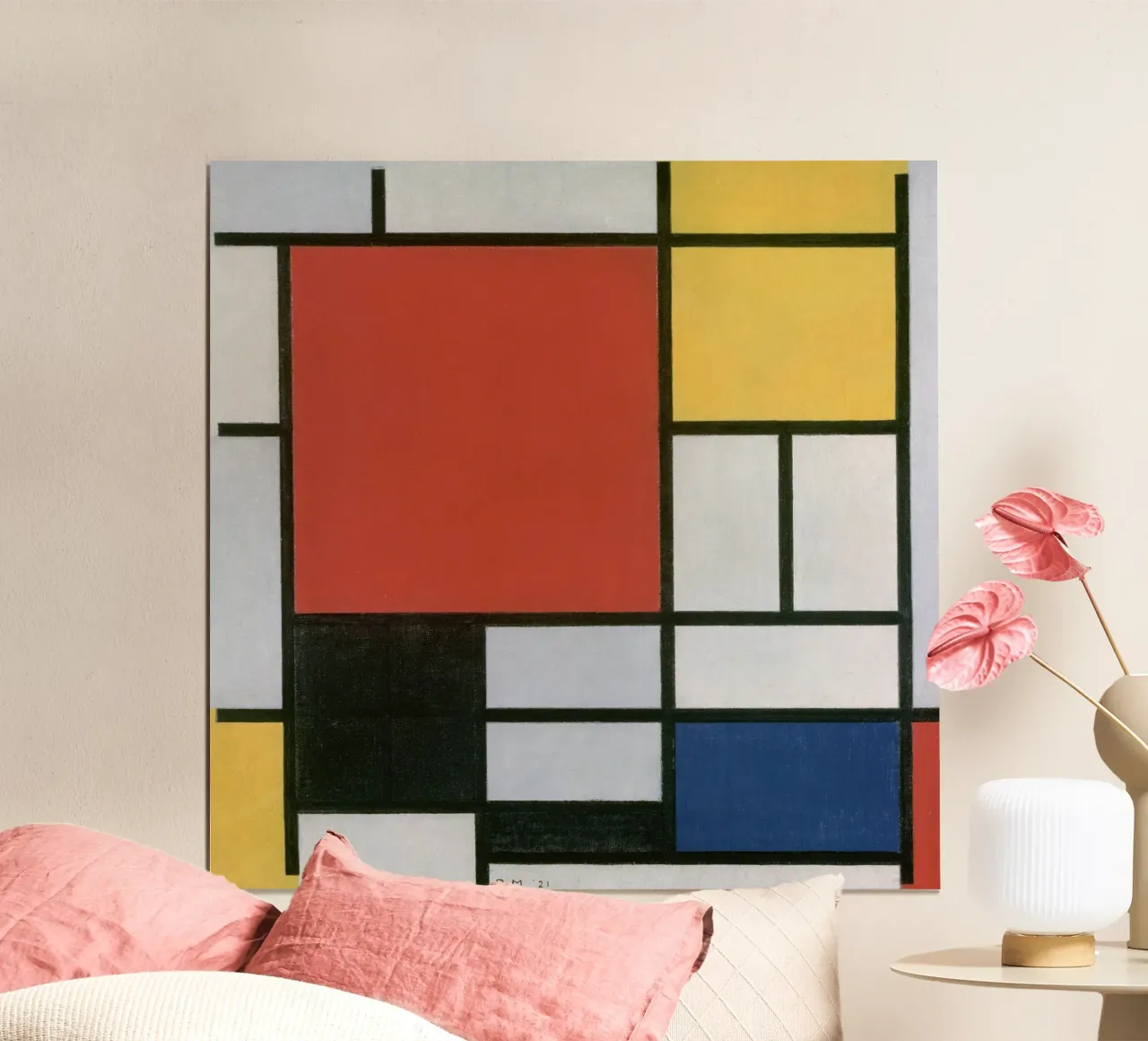 Piet Mondrian, Composition en rouge, jaune, bleu et noir poster avec cadre en aluminium de William Store