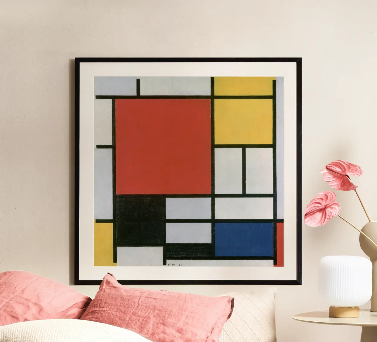 Piet Mondrian, Composition en rouge, jaune, bleu et noir poster avec cadre en aluminium de William Store
