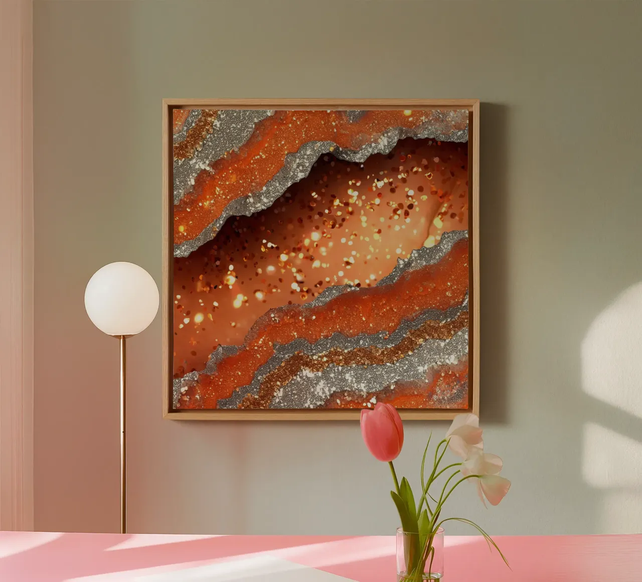 Agata arancione glam Texture tela con Cornice a cassetta da Gemstone Textures