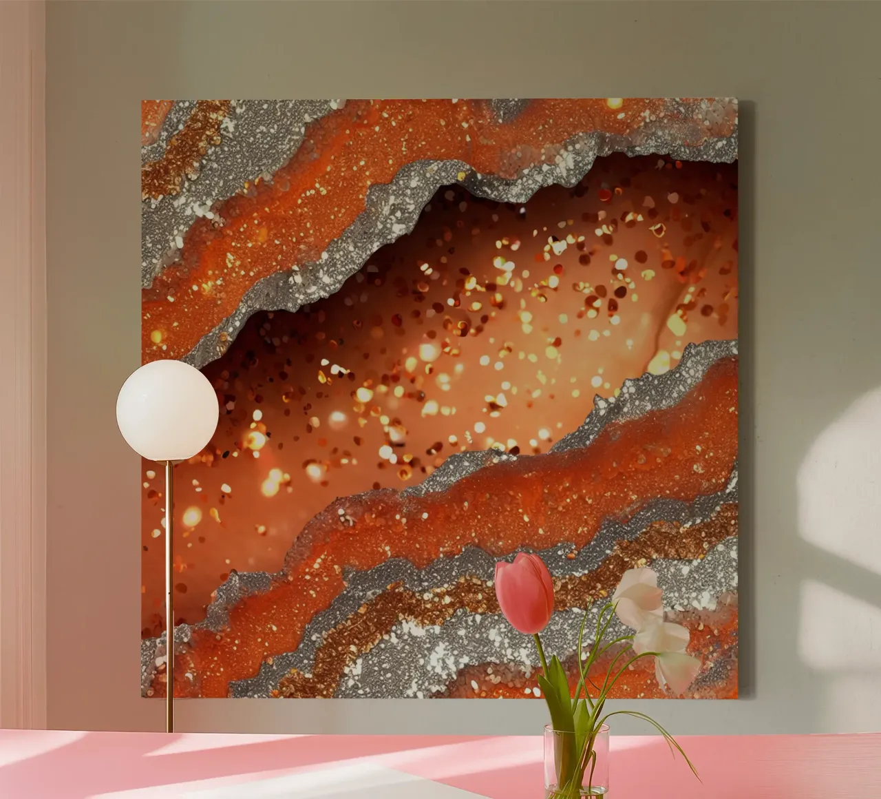 Agata arancione glam Texture tela con Cornice a cassetta da Gemstone Textures