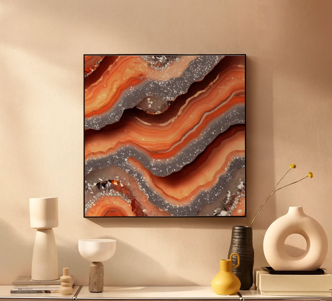 Glam Orange Achat Textur Alu-Dibond von Gemstone Textures