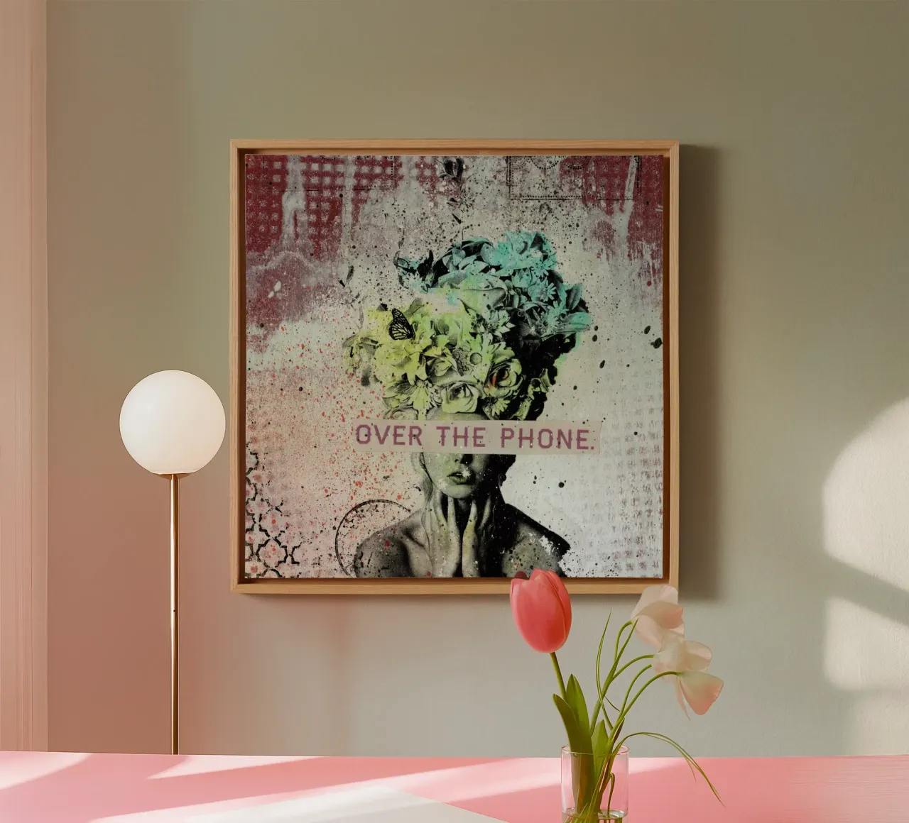 Over The Phone canvas met Baklijst van Tameo