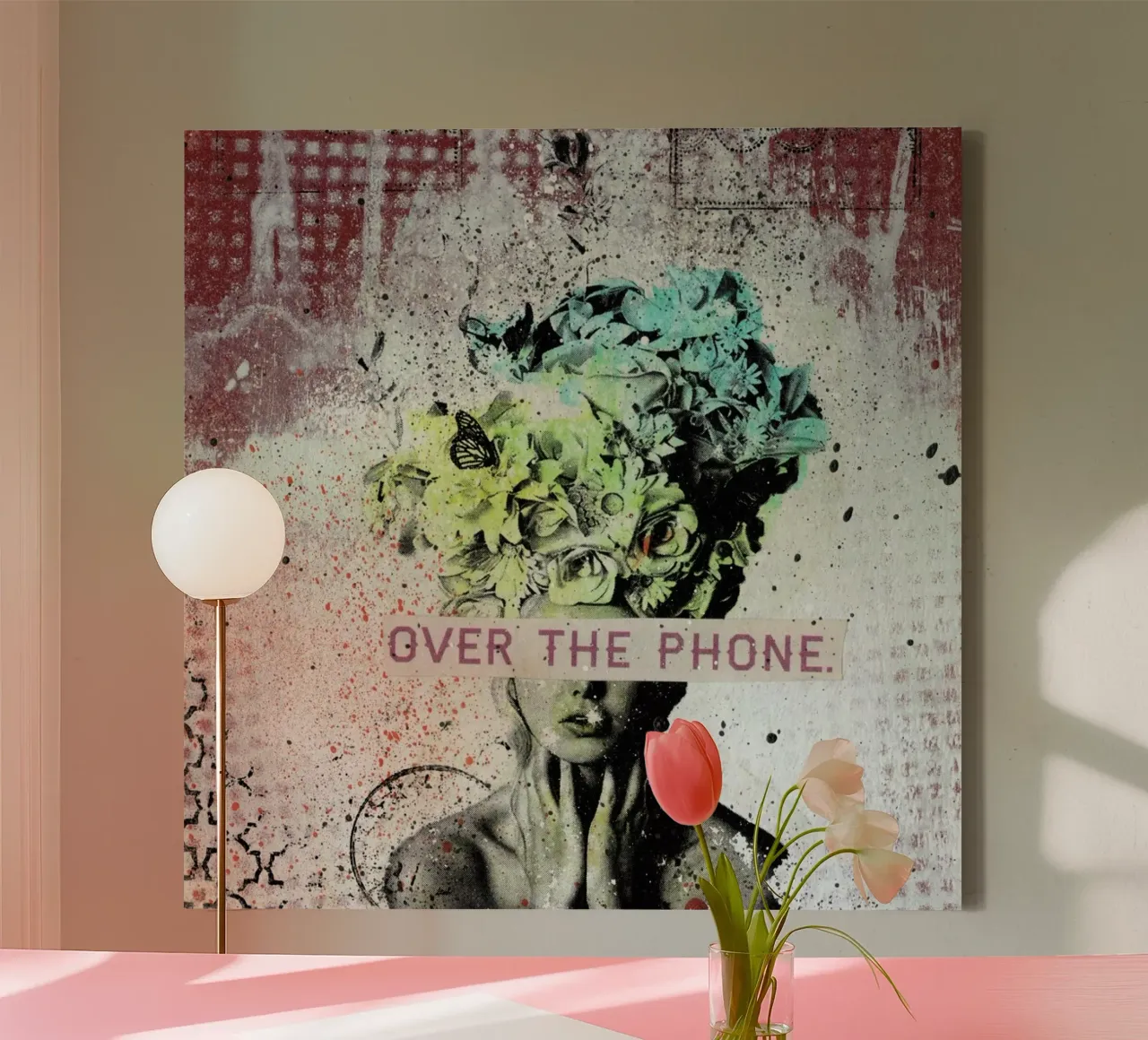 Over The Phone canvas met Baklijst van Tameo